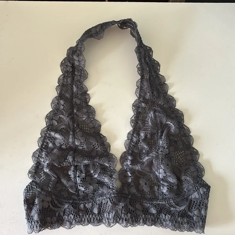 NWT Free People Galloon Lace Halter Dark Grey XS (Women's 0-2)